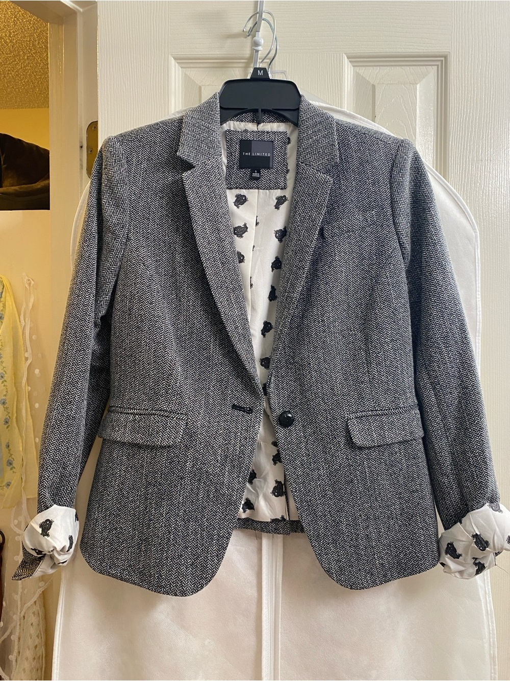 The Limited Gray Herringbone Blazer